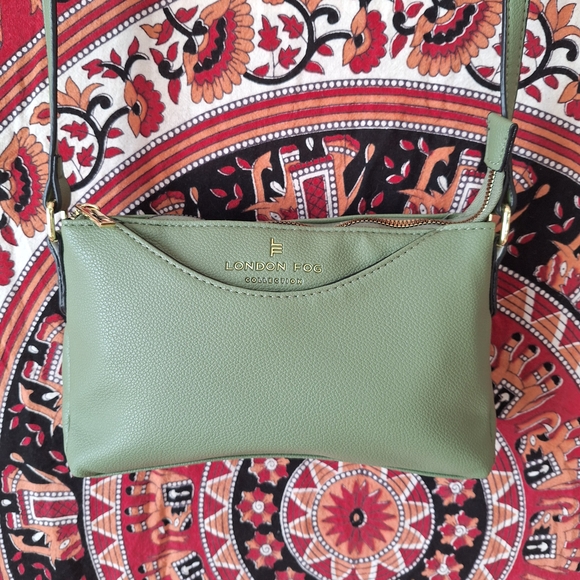 London Fog Collection Sage Green Small Crossbody Bag - Picture 5 of 16